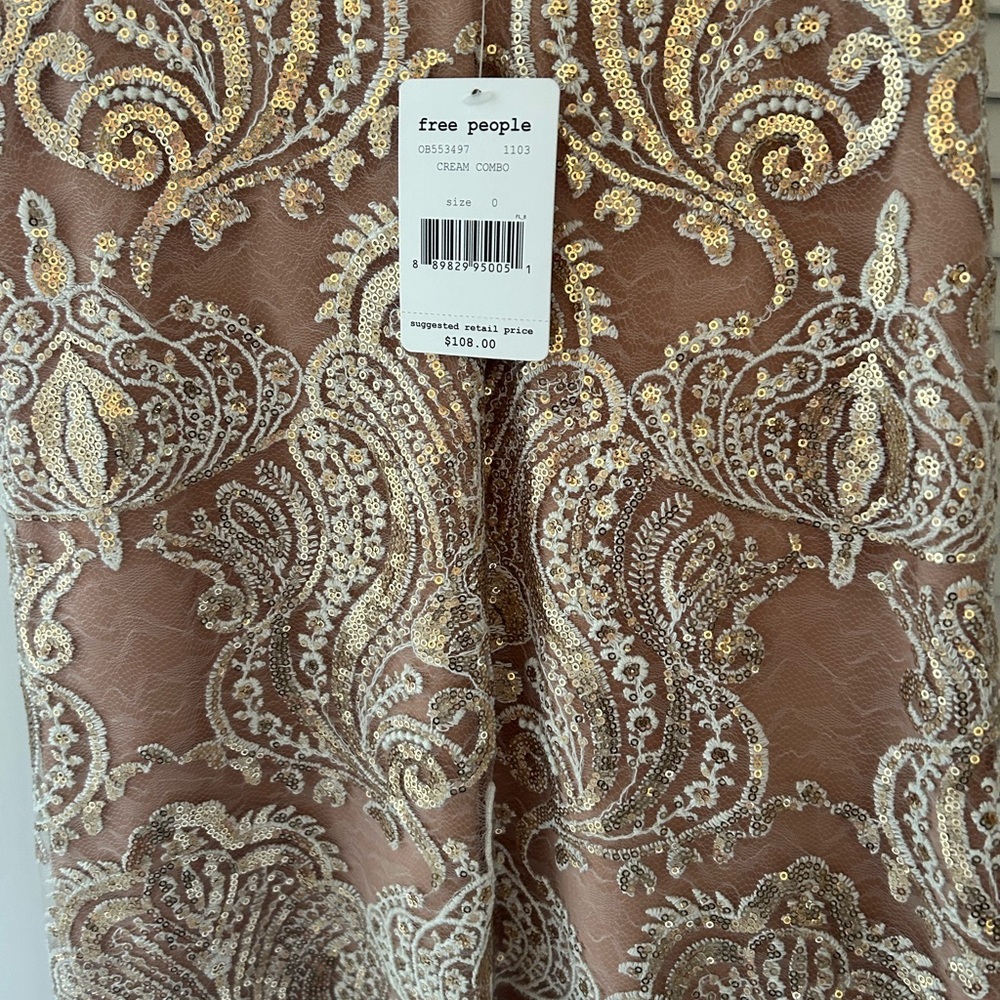 NWT Free People night shimmer mini dress in cream - Picture 3 of 3